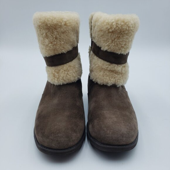 UGG Blayre II Boots 7 Womens Shearling Leather Buckle Strap Brown - Picture 7 of 12